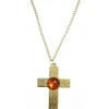Kette mit Kreuz & Rubin, gold