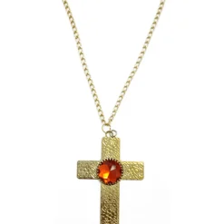 Kette mit Kreuz & Rubin, gold