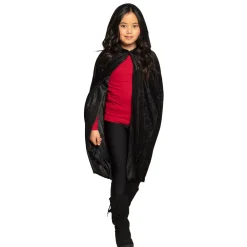 Kinder-Kostüm Umhang mit Kapuze, schwarz, 115cm
