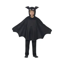 Kinder-Umhang Fledermaus, Schwarz, Größe S-M - geeignet für 4-9 Jährige