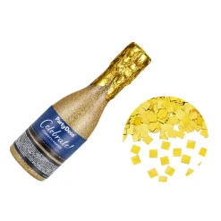 Konfettikanone Form Champagnerflasche - Gold - 20,5 cm