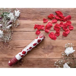 Konfettikanone mit künstlichen Rosenblättern – Bordeaux-Rot – 40 cm