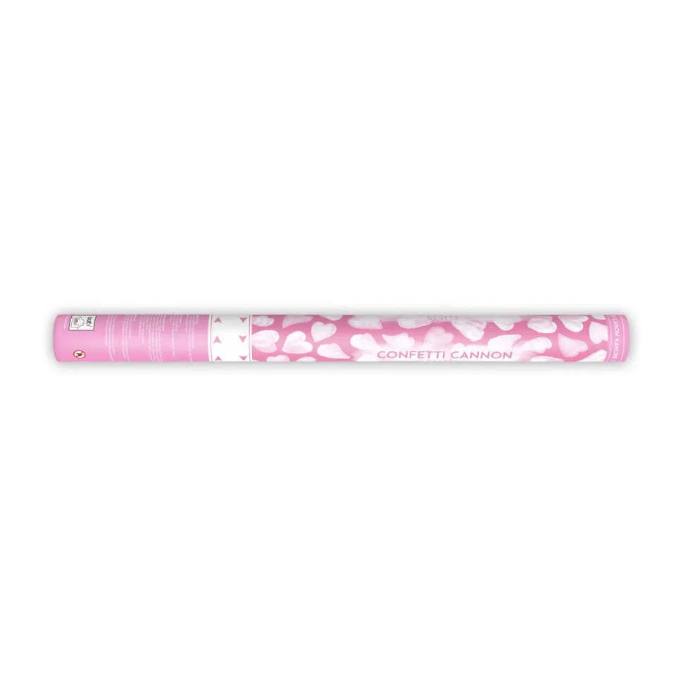 Konfettikanone mit Metallic-Herzen – Weiß – 60 cm