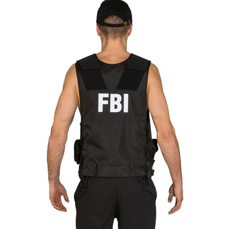 Kostüm FBI Weste, schwarz, Einheitsgröße