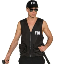 Kostüm FBI Weste, schwarz, Einheitsgröße