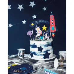 Kuchenstecker / Tortenaufsatz / Cake-Topper Weltraum – ca. 9.5 – 24,5 cm – Set mit 7 Stück
