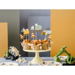 Kuchenstecker / Tortenaufsatz / Cupcake-Topper – Baustelle – 4 – 7 cm – Set mit 6 Stück