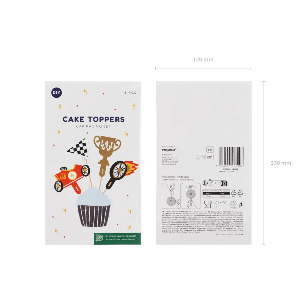 Kuchenstecker / Tortenaufsatz / Cupcake-Topper – Cars / Auto – ca. 12 cm – 4 Stück