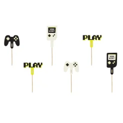 Kuchenstecker / Tortenaufsatz / Cupcake-Topper – Gamer – ca. 6 – 10,5 cm – Set mit 6 Stück