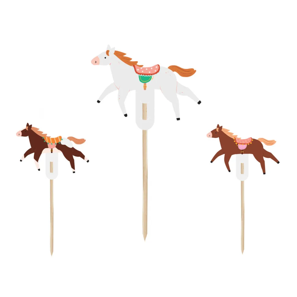 Kuchenstecker / Tortenaufsatz / Cupcake-Topper – Pferde – ca. 13 cm – 6 Stück