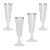 Kunststoff Sektflöte / Champagner-Glas, 4 Stück, 140 ml, Silberner Rand