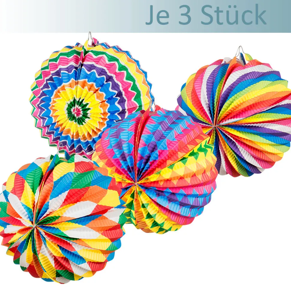 Lampions Ø 22 cm bunte Motive, sortiert 12 Stück