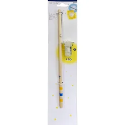 Laternenstab aus Holz, Farbige Sterne, mit LED-Licht, 30 cm