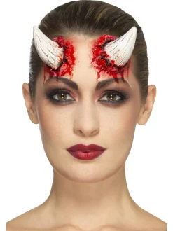 Latex-Dämonenhörner, Elfenbeinfarben, mit Klebemittel