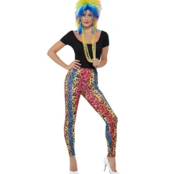 Leggings neon-bunt mit Leo-Print Einheitsgröße
