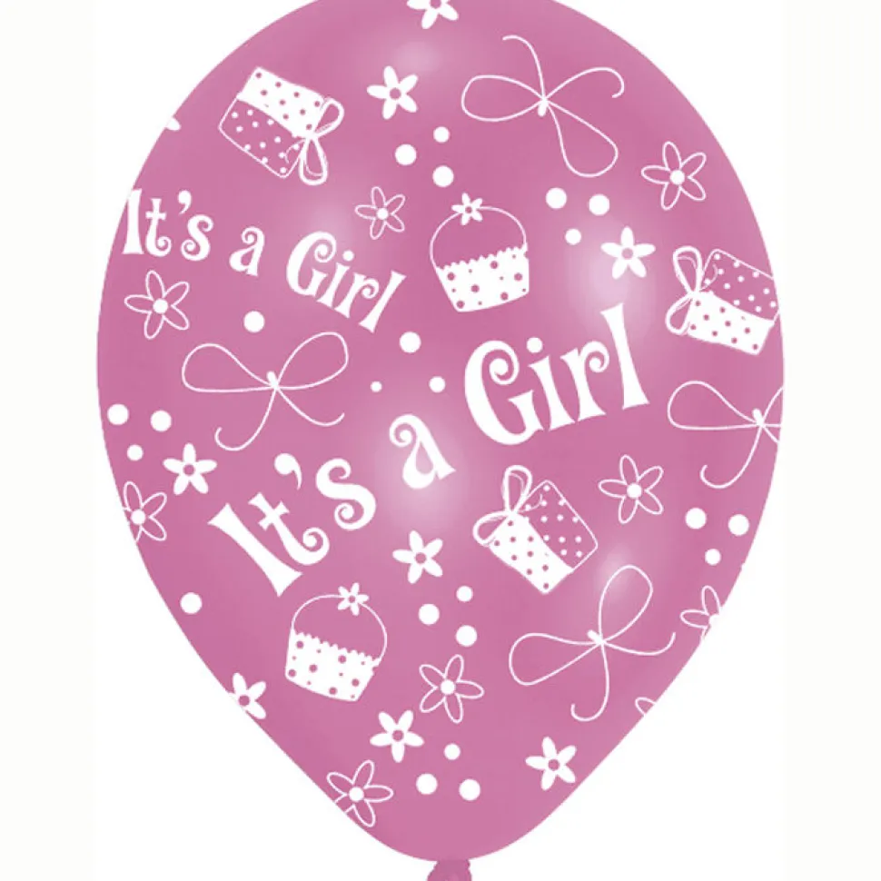 Luftballon It's a girl, rosa, 6 Stk.