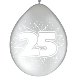 Luftballon, Jubiläum 25, 8 Stück, silber