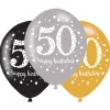 Luftballons Sparkling gold 50, 6 Stück, 27cm