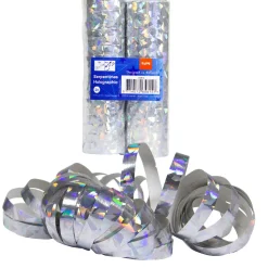 Luftschlange Holographisch silber, 2 Stück