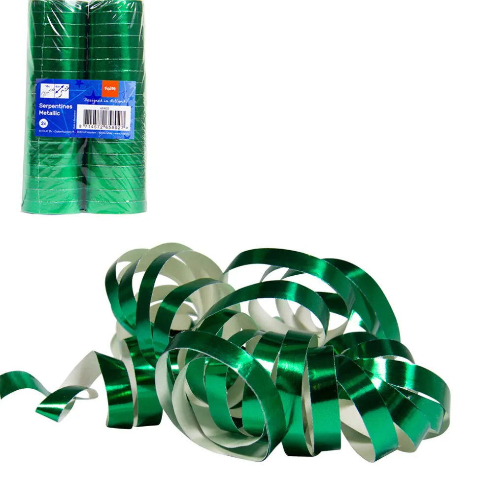 Luftschlange Metallic grün, 2 Stück