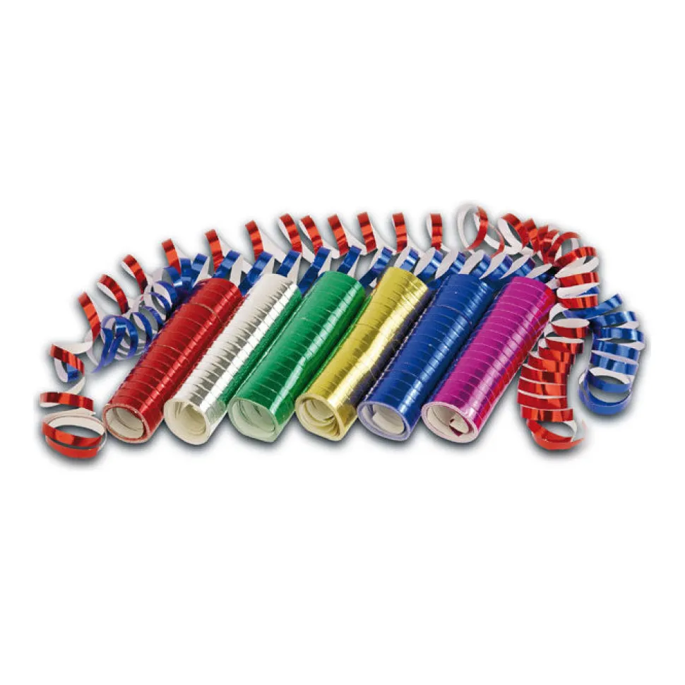 Luftschlangen Metallic-Folie 3 Rollen sortiert