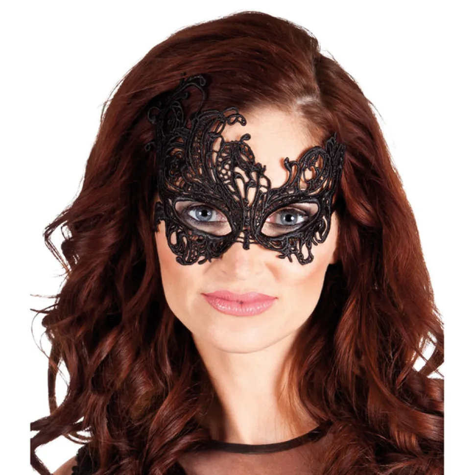 Maske Filigrane Ranken mit Spitze schwarz