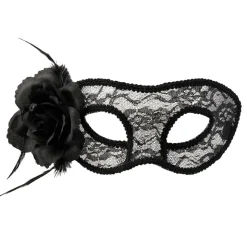 Maske Mystique, schwarz, mit Rose