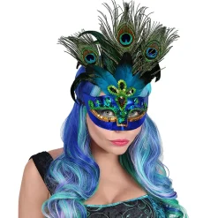 Maske Pfau mit Federschmuck