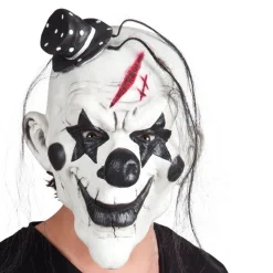 Maske Schwarzer Psycho-Clown, mit Haaren