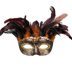 Maske Voodoo Marasa, Halbmaske mit Federn