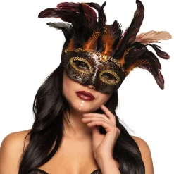 Maske Voodoo Marasa, Halbmaske mit Federn