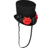 Minizylinder mit Tüll und 4 Rosen, schwarz