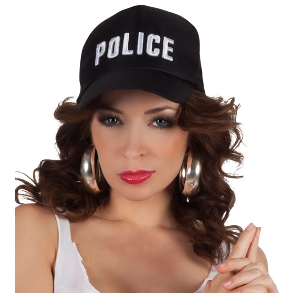 Mütze Police, schwarz, größenverstellbar