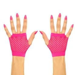 Netzhandschuhe, neonpink, ohne Finger, onesize