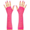 Netzhandschuhe, neonpink, ohne Finger, lang