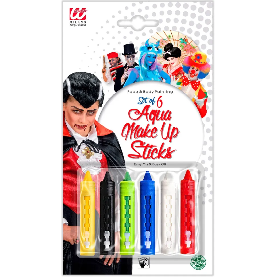 NEU Aqua-Schminkstifte auf Wasserbasis, 6er-Set, für Kinderschminken & Karneval