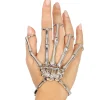 NEU Armband Skeletthand mit Ringen, metalloptik, silberfarben