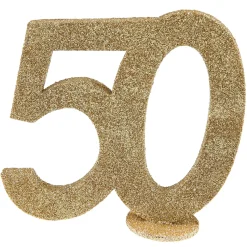 NEU Aufsteller Geburtstags-Zahl 50, glitter-gold, ca. 10cm