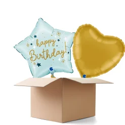 NEU Ballongrüße Baby-Blue Happy Birthday, blau, 42x40cm, 2 Ballons