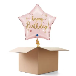 NEU Ballongrüße Baby-Pink Happy Birthday, rosa, 42x40cm, 1 Ballon