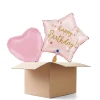 NEU Ballongrüße Baby-Pink Happy Birthday, rosa, 42x40cm, 2 Ballons