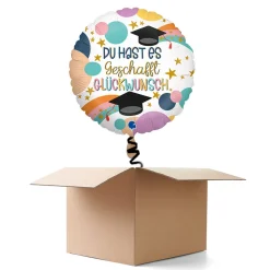 NEU Ballongrüße Du hast es geschafft, Glückwunsch, bunt, 35cm, 1 Ballon