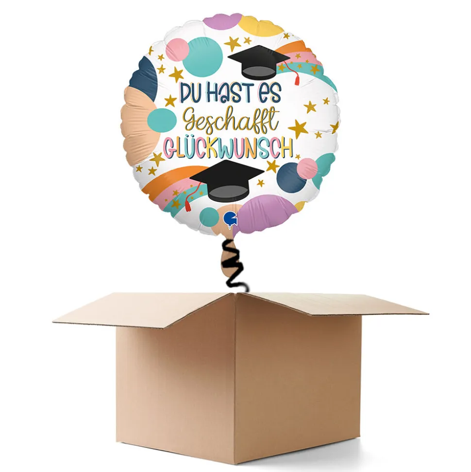 NEU Ballongrüße Du hast es geschafft, Glückwunsch, bunt, 35cm, 1 Ballon
