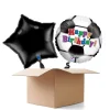 NEU Ballongrüße Fußball mit Happy Birthday Schriftzug, 35cm, 2 Ballons