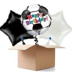 NEU Ballongrüße Fußball mit Happy Birthday Schriftzug, 35cm, 3 Ballons