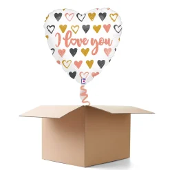 NEU Ballongrüße Herz I Love You Rosé-Gold, 36x36cm, 1 Ballon