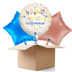 NEU Ballongrüße Herzlich Willkommen Konfetti, bunt, 35cm, 3 Ballons