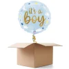 NEU Ballongrüße It's a Boy Sterne und Wolken, blau, 35cm, 1 Ballon