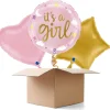 NEU Ballongrüße It's a Girl Sterne und Wolken, rosa, 35cm, 3 Ballons