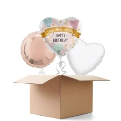 NEU Ballongrüße lebe liebe lache Happy Birthday, 3 Ballons